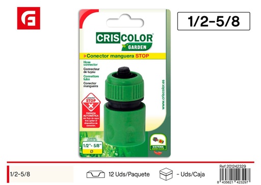 [201242329] Conector de manguera con stop 1/2-5/8 - Accesorios de jardín