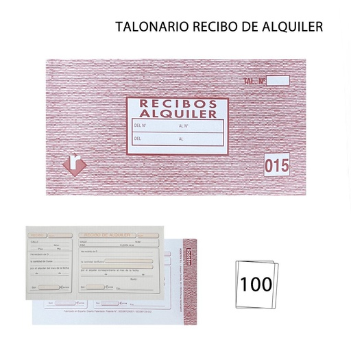 [A000726] Talonario de recibos de alquiler 100 hojas - Papelería