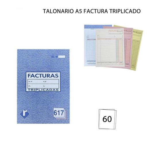 [A000706] Talonario A5 factura triplicado - Papelería