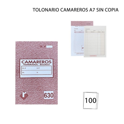[A000718] Talonario A7 de menú (sin copia) - Suministros de oficina