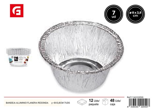 [114222050] Bandeja redonda de aluminio Ø8x3.8 cm 7 unidades - Desechables