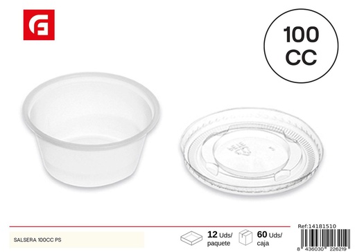 [14181510] Salsara blanca con tapa transparente 100cc PS+PET - Utensilios desechables