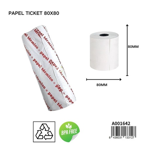 [A001642] Papel para ticket 80X80 - Material de oficina