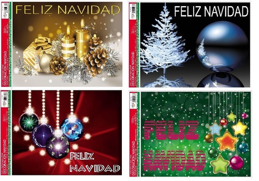 [18663] Decor. electro. de navidad "feliz navidad" (4 modelos) 29x41 cm - Decoración navideña