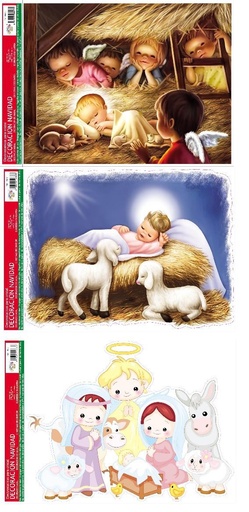 [18667] Decor. electro. de navidad "naci. niño jesus" (4 modelos) 29x41 cm - Decoración navideña