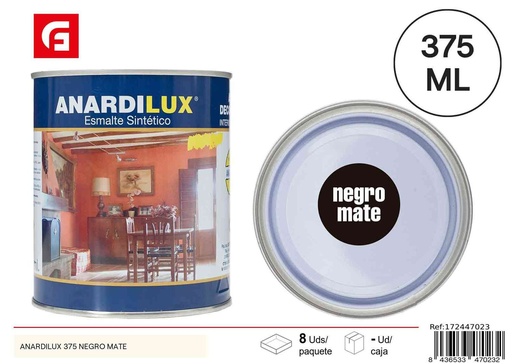 [172447023] Pintura acrílica negra mate 375ml - Pinturas de ferretería