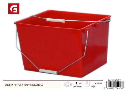 [121974071] Cubeta de pintura 16 c/rejilla roja - Accesorios de ferretería