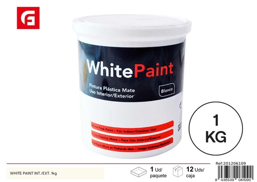 [201206109] Pintura blanca para interior/exterior 1kg - Pintura y ferretería