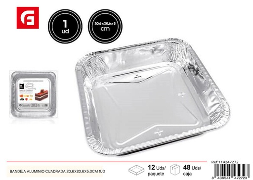 [114247272] Bandeja de aluminio cuadrada 20.6x20.6x5.0 cm 1UD - Utensilios de cocina