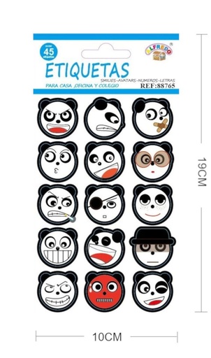 [88765] Pegatinas "Oso panda" 10 x 19 cm - Decoración