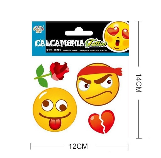 [88795] Stickers calcomanías emoticonos 12x14cm para manualidades y decoración