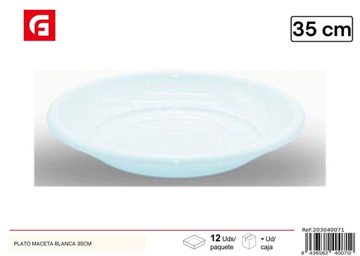 [203040071] Plato para maceta blanca 35 cm - Jardín y decoración