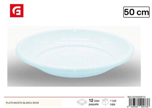 [203040073] Plato maceta blanca 50cm - Plásticos para el hogar