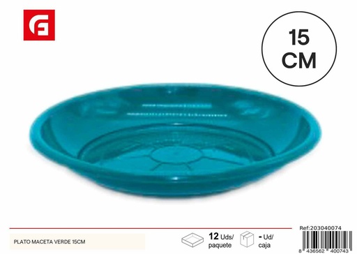 [203040074] Plato maceta verde 15 cm - Macetas y jardinería