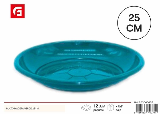[203040076] Plato maceta verde 25cm - Accesorios de jardinería
