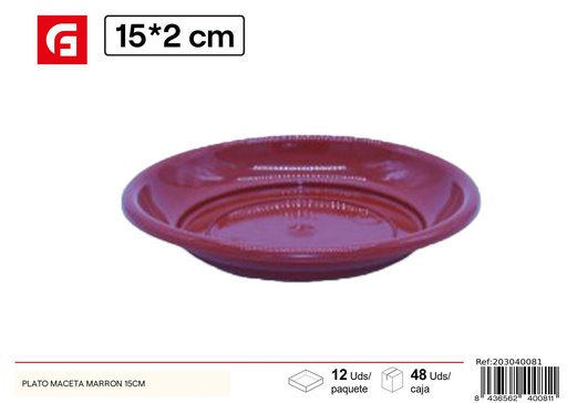 [203040081] Plato de maceta marrón 15cm para jardín y plantas