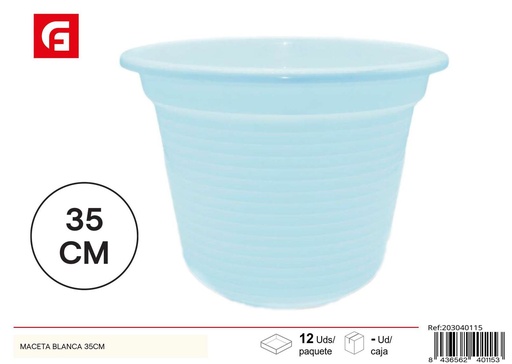 [203040115] Maceta de plástico blanca 35 cm - Jardinería y decoración