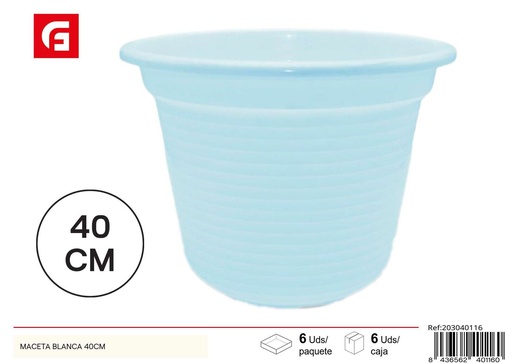 [203040116] Maceta blanca de plástico 40 cm - Maceteros y jardinería