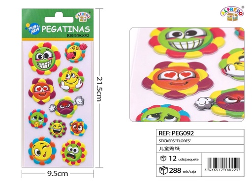 [PEG092] Pegatinas "Flores" 9.5 x 21.5 cm - Decoración