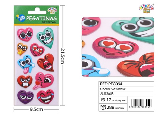 [PEG094] Pegatinas "Corazones" 9.5 x 21.5 cm - Decoración