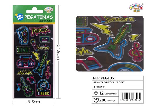 [PEG106] Pegatinas decorativas "Rock" 10 x 19 cm - Decoración
