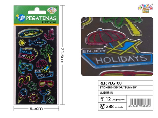 [PEG108] Stickers decorativos "Summer" 10x19cm para manualidades y decoración infantil
