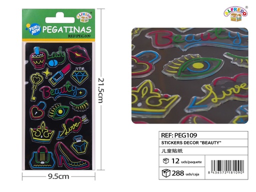 [PEG109] Pegatinas decorativas "Beauty" 10 x 19 cm - Decoración