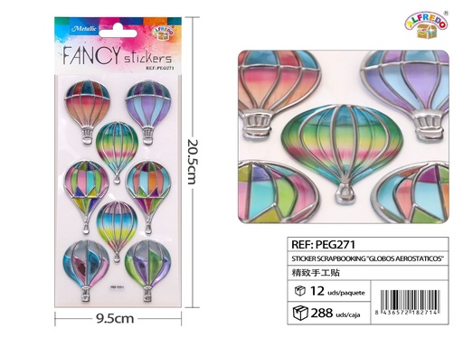 [PEG271] Sticker Scrapbooking "Globos Aerostáticos" 11X20.5CM - Pegatinas decorativas para manualidades