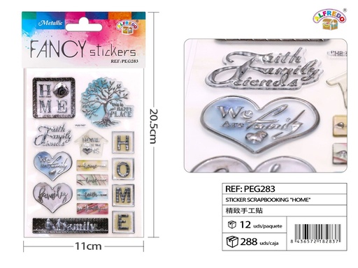 [PEG283] Sticker Scrapbooking "Home" 11X20.5CM - Pegatinas decorativas para manualidades