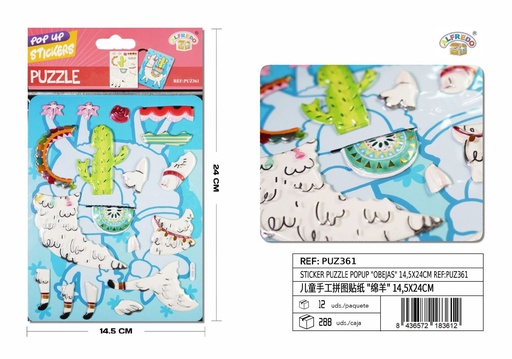 [PUZ361] Sticker Puzzle Popup "Ovejas" 14.5X24CM - Pegatinas decorativas para niños