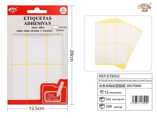 [ETB502] Etiqueta autoadhesiva blanca (28 x 45 mm) 12.5 x 20 cm - Etiquetas