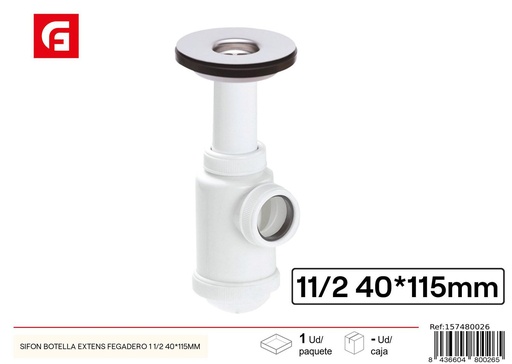 [157480026] Sifón de botella extensible 1 1/2 40*115mm - Accesorios de fontanería