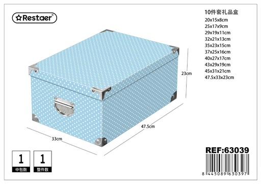 [63039] Caja de regalo 10 piezas con cierre de hierro 47.5x33x23 cm - Artículos para regalo y almacenamiento