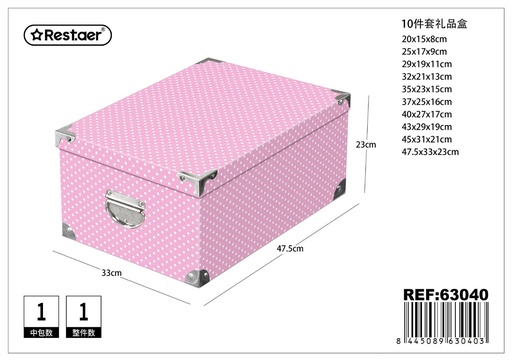 [63040] Caja de regalo 10 piezas con cierre de hierro 47.5x33x23 cm - Artículos para regalo y almacenamiento
