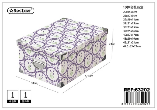 [63202] Caja de regalo 10 piezas con cierre de hierro 47.5x33x23 cm - Artículos para regalo y almacenamiento
