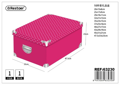 [63230] Caja de regalo 10 piezas con cierre de hierro 47.5x33x23 cm - Artículos para regalo y almacenamiento