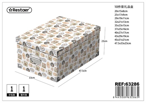 [63286] Caja de regalo 10 piezas con cierre de hierro 47.5x33x23 cm - Artículos para regalo y almacenamiento