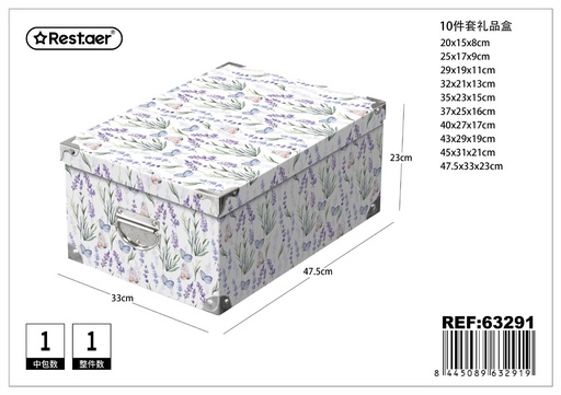 [63291] Caja de regalo 10 piezas con cierre de hierro 47.5x33x23 cm - Artículos para regalo y almacenamiento