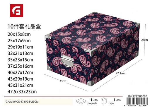 [63292] Caja de regalo 10 piezas con cierre de hierro 47.5x33x23 cm - Artículos para regalo y almacenamiento