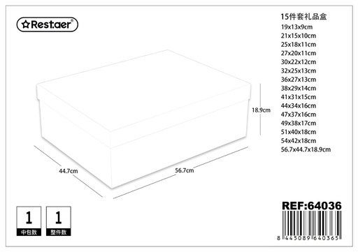 [64036] Caja de regalo 15 pcs 56.7*44.7*18.9 cm - Artículos de regalo y decoración