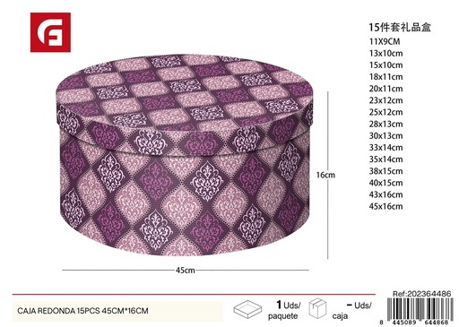 [202364486] Caja redonda 15 piezas 45 cm x 16 cm - Artículos para regalo y almacenamiento (réplica)