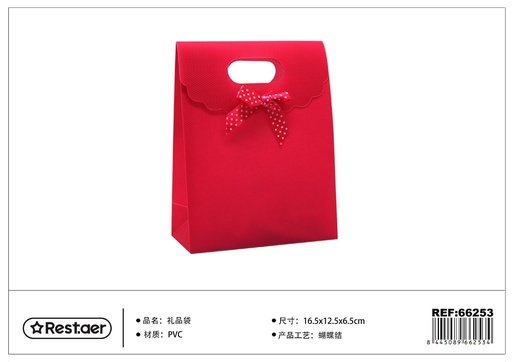 [66253] Bolsa de regalo de PVC 16.5*12.5*6.5 cm con lazo rojo - Artículos de regalo