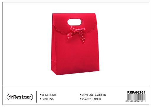 [66261] Bolsa de regalo PVC con lazo rojo 26*19.5*8.5 cm - Artículos de regalo