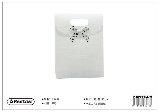 [66276] Bolsa de regalo PVC 38*28*12 cm con lazo blanco - Artículos de regalo