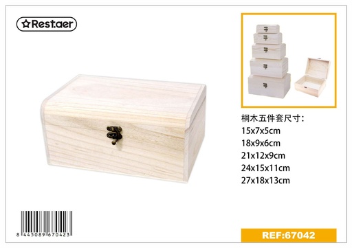[67042] Caja de madera de 5 piezas 27x12.5x18 cm - Artículos de regalo y decoración