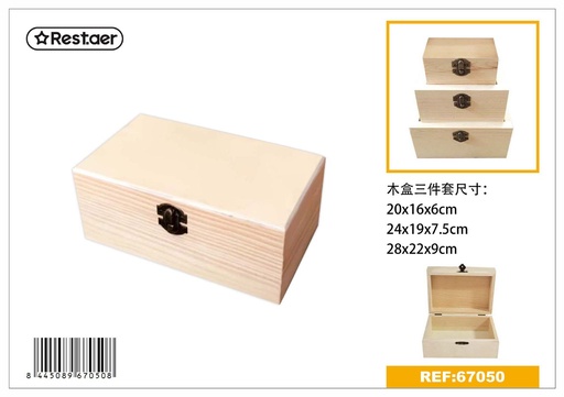 [67050] Caja multiuso de madera de 3 piezas 28*21.9*9cm - Artículos de regalo