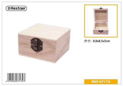 [67172] Cajita de madera cuadrada de 8.8*8.5*5cm - Ideal para regalos