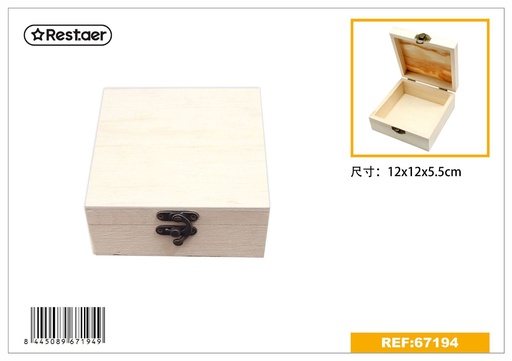 [67194] Caja de madera 12*12*5.5 cm - Artículos de regalo
