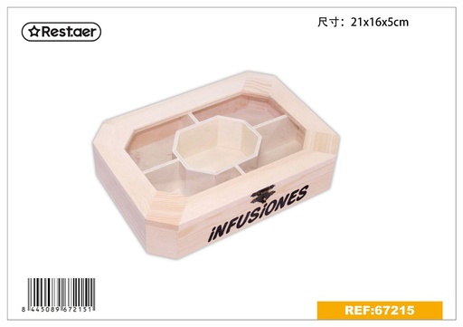 [67215] Caja de madera multiusos octagonal 23*16*5CM - Artículos de regalo