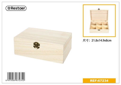 [67234] Caja de madera rectangular 21.8*14.9*8 cm - Almacenamiento de regalos